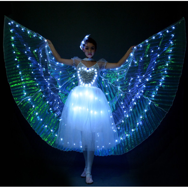 少女禮服裙蝴蝶舞翅膀LED發光舞會裙